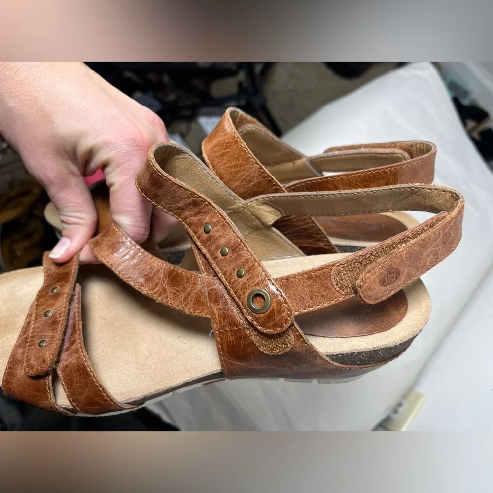 Josef Seibel Hailey 33 Women Sandals Craftsman Marbled Leather Adjustable Sz 7